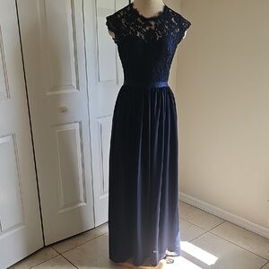 Miusol Navy Blue Lace Maxi Dress. Prom Wedding, Formal. Large